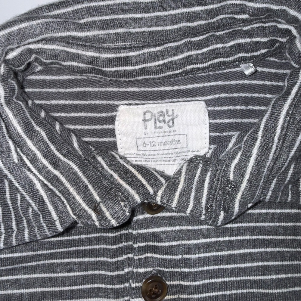 Little Sleepies Play Gray Striped Romper Coverall - Picture 2 of 2
